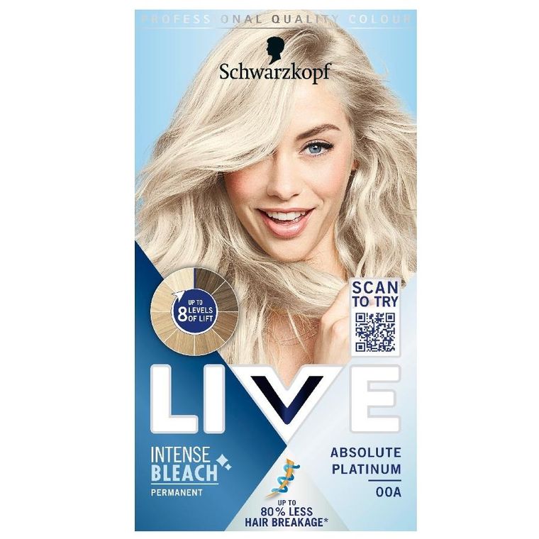 Schwarzkopf, Live Intense Bleach, rozjaśniacz do włosów, 00A Absolute Platinum