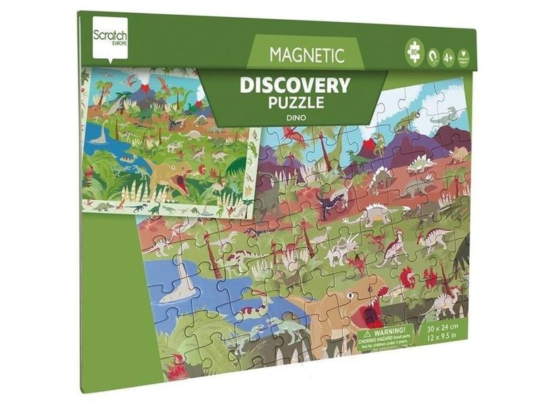 Scratch, Dinozaury, puzzle magnetyczne i gra 2w1