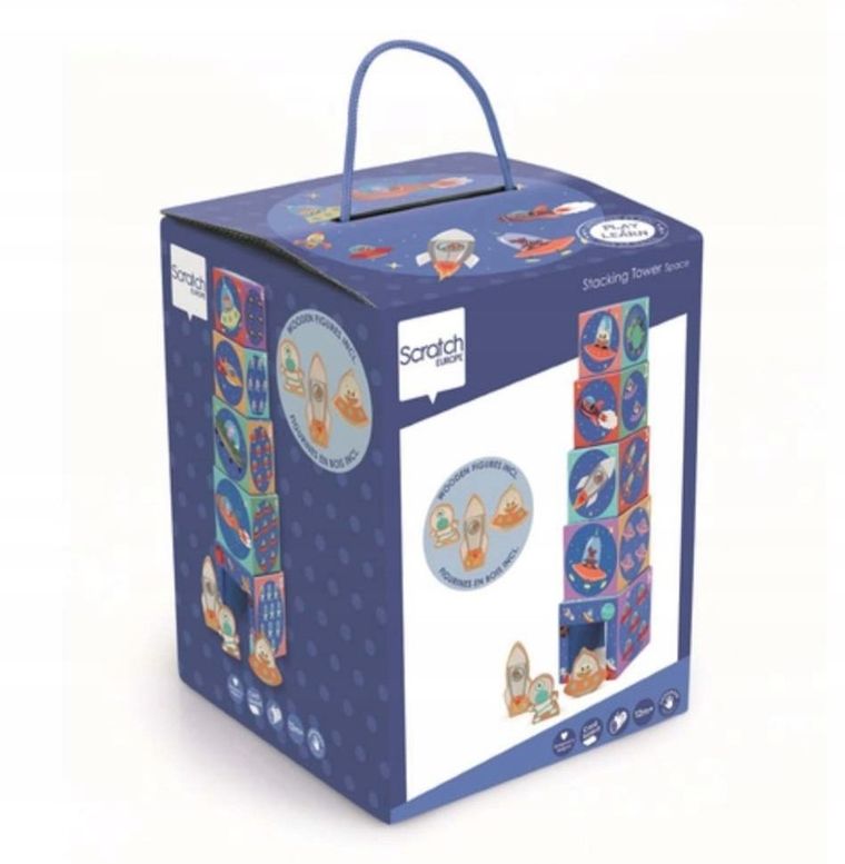 Scratch, piramidka edukacyjna z figurkami, kosmos