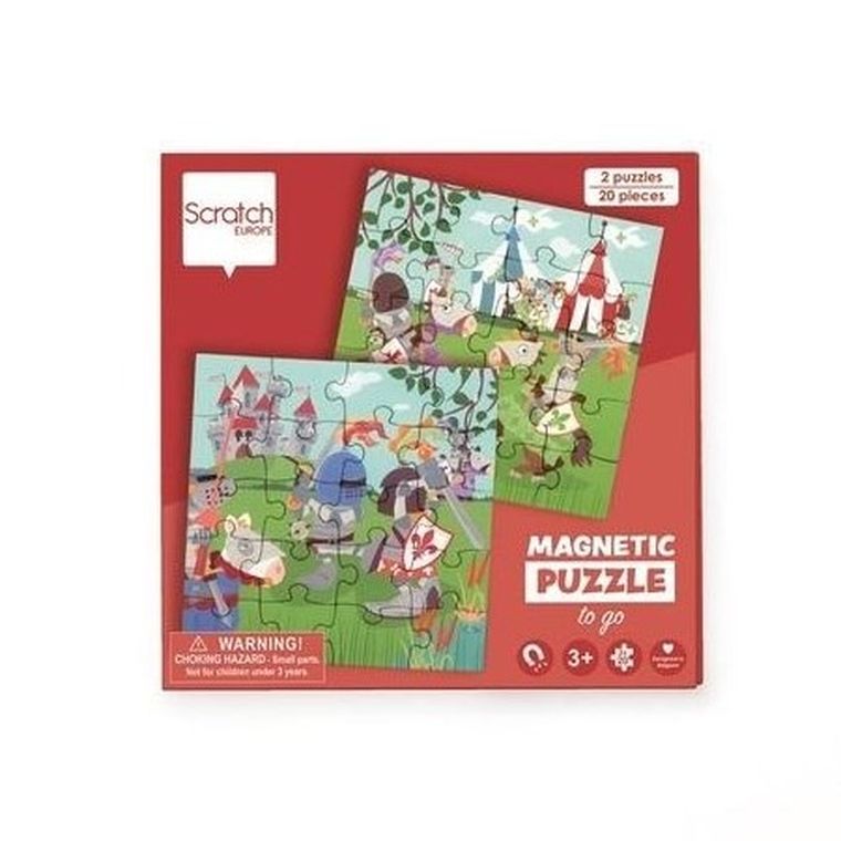 Scratch, Rycerze, puzzle magnetyczne + książka, 20-2 elementów
