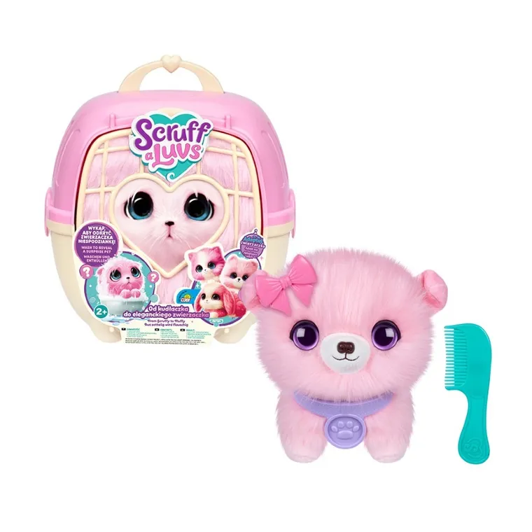 Scruff a Luvs, zwierzaczek kudłaczek, maskotka do kąpania, różowy, 1 szt.