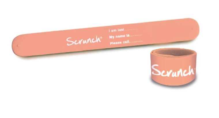 Scrunch, opaska informacyjna dla dzieci, koralowy