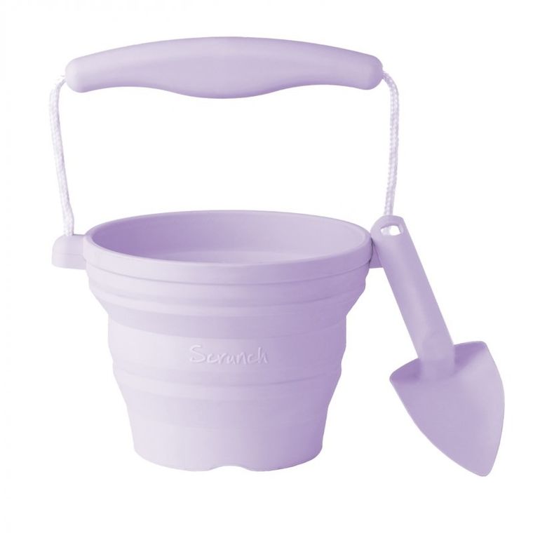 Scrunch, silikonowe wiaderko z łopatką, lila