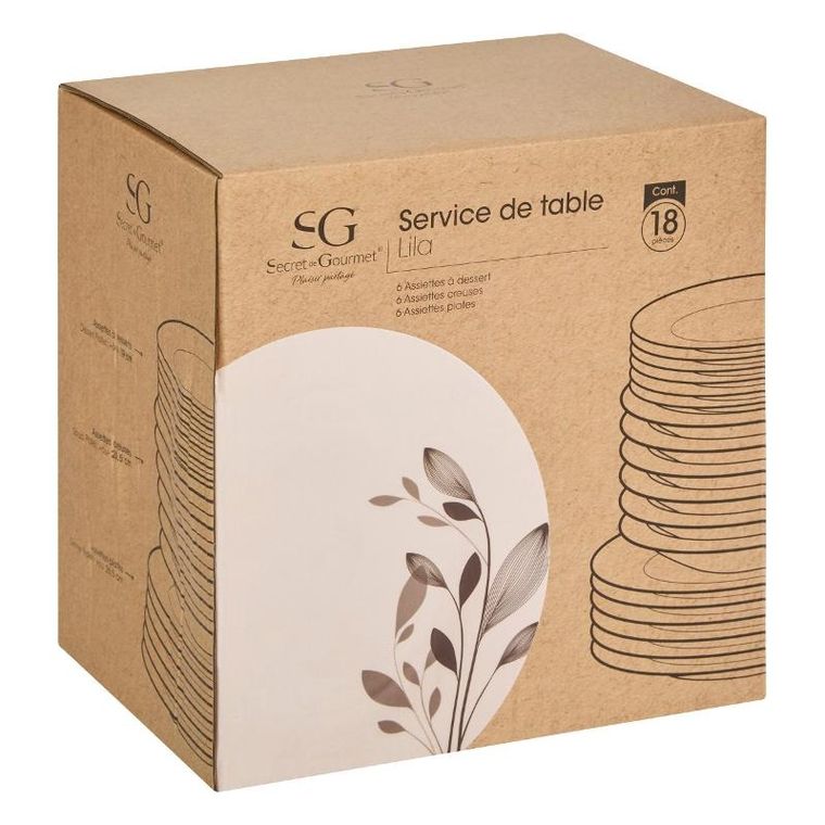 Secret de Gourmet, Lila, zastawa stołowa, porcelanowa, 18 elementów