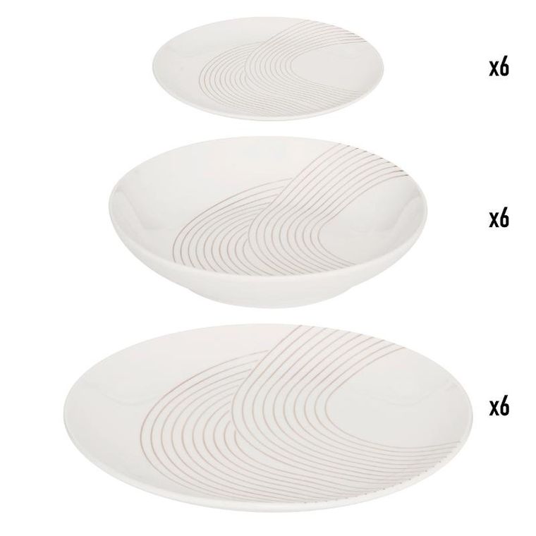 Secret de Gourmet, Sky lounge, zestaw obiadowy dla 6 osób, 18 talerzy