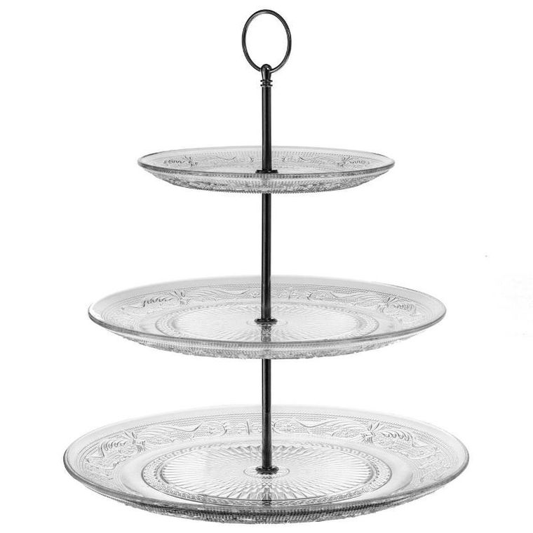 Secret de Gourmet, szklana patera na ciastka, Renesans, 3 poziomy