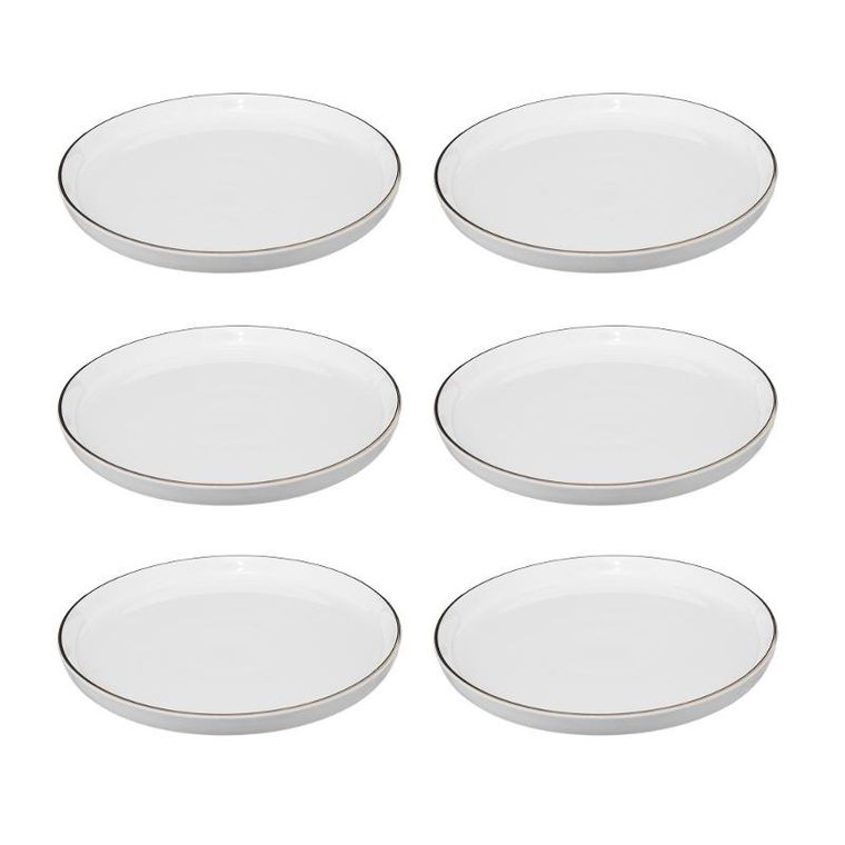 Secret de Gourmet, talerze deserowe porcelanowe, Sublima, złota obwódka, średnica 20 cm, 6 szt.