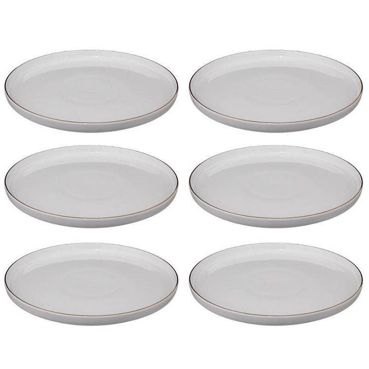 Secret de Gourmet, talerze obiadowe porcelanowe, Sublima, złota obwódka, średnica 27 cm, 6 szt.