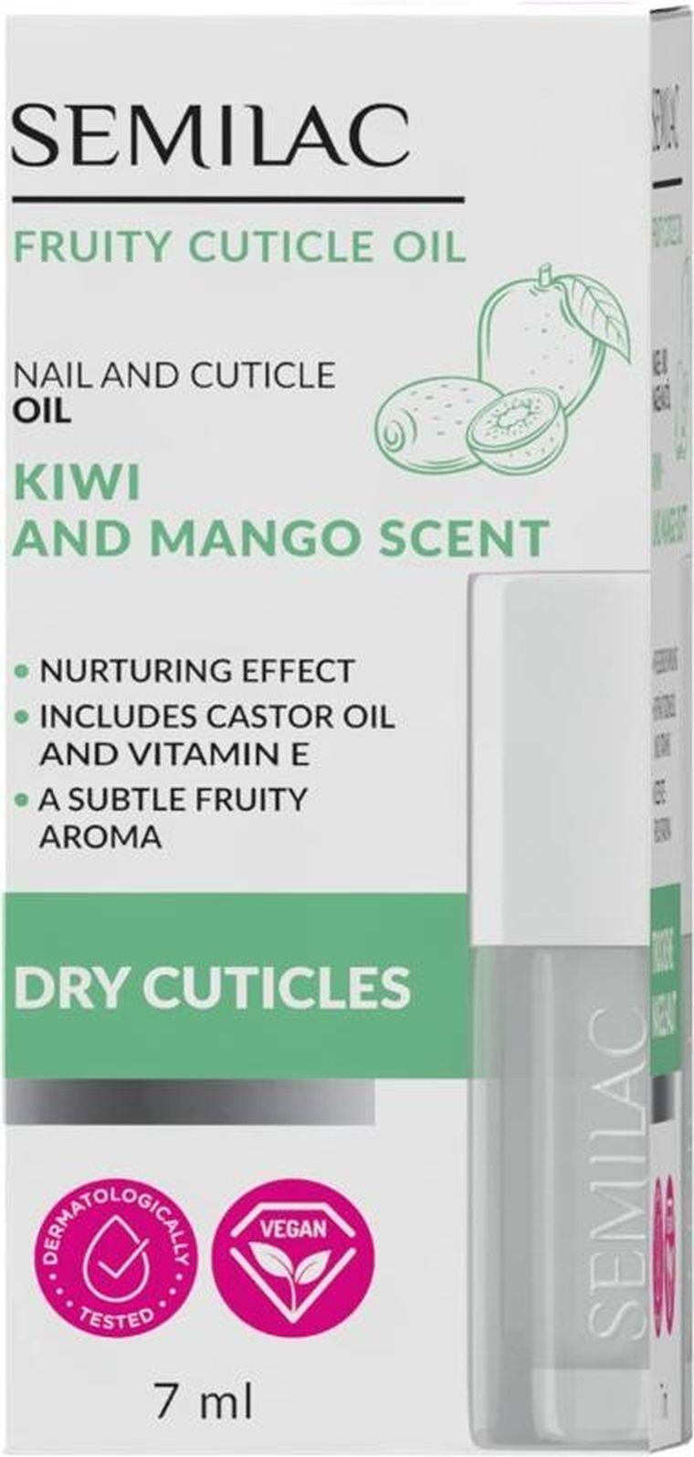 Semilac, Nail Oil, oliwka do skórek i paznokci, kiwi mango, 7 ml