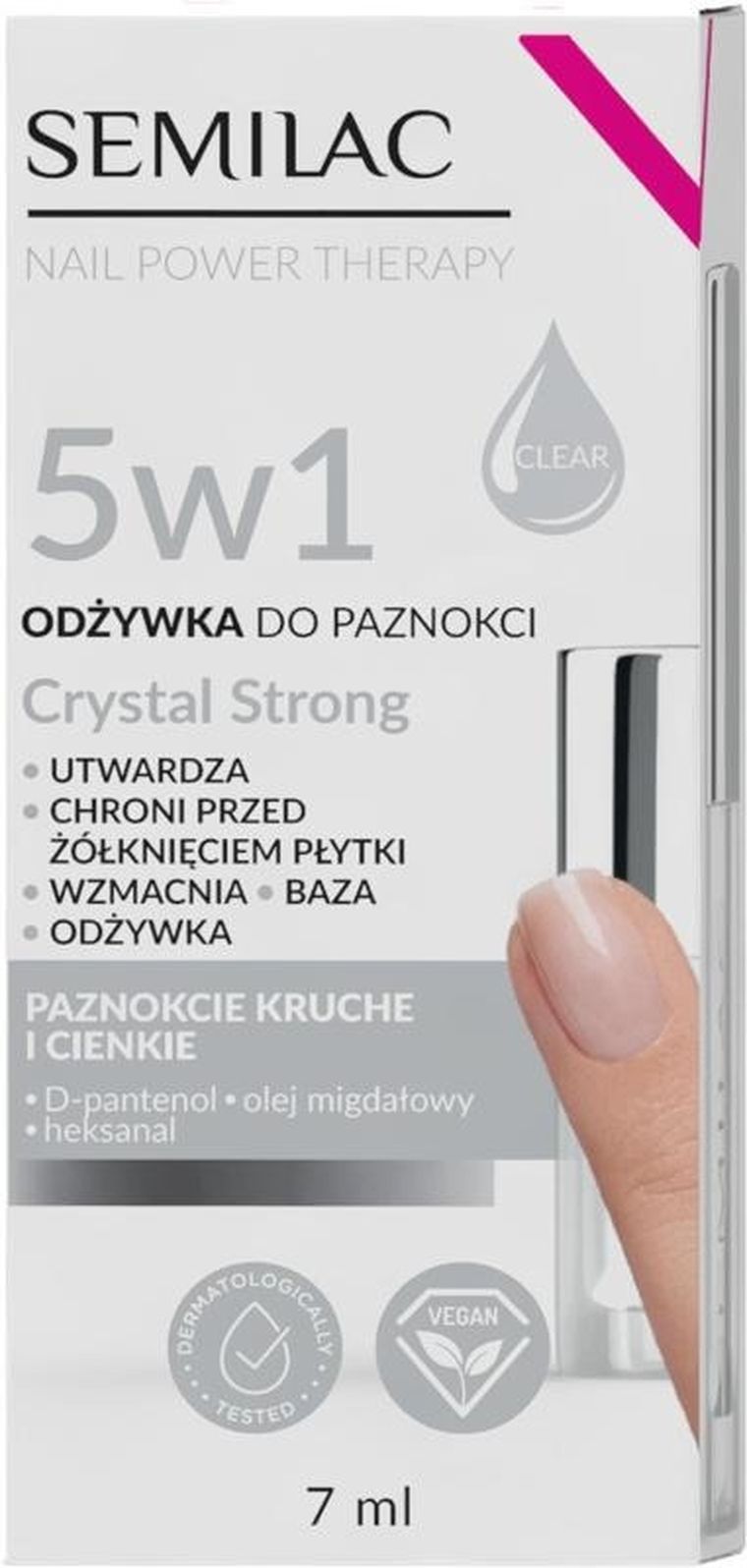 Semilac, Nail Power Therapy 5w1, odżywka do paznokci, crystal strong, 7 ml