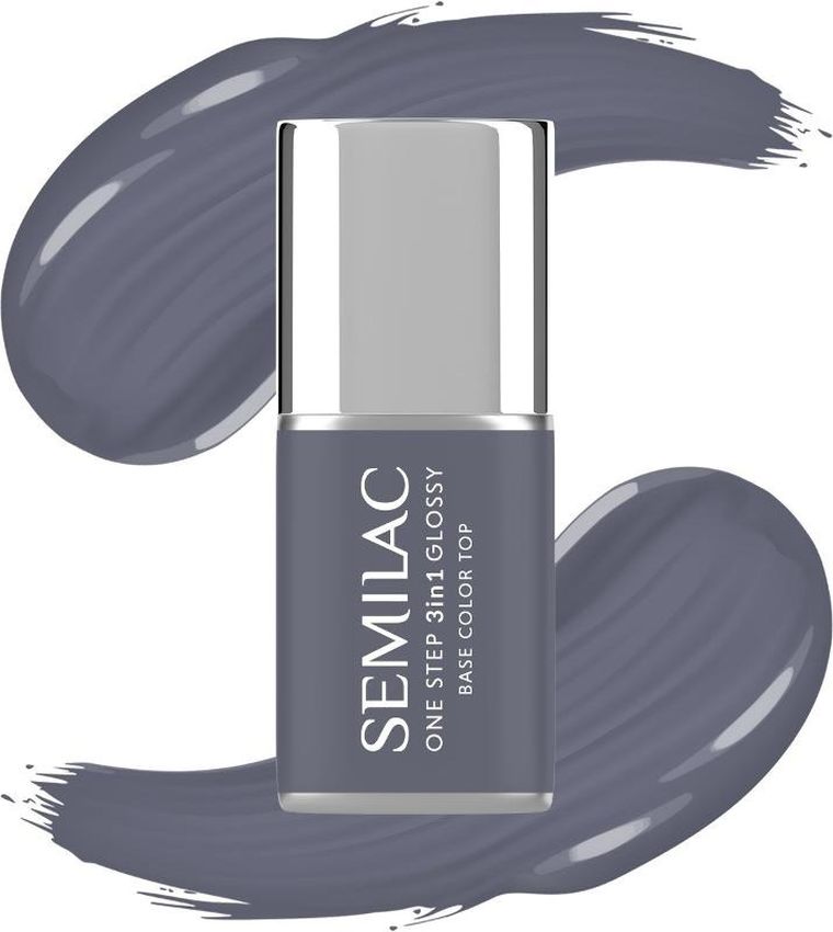 Semilac, One Step Glossy 3in1, lakier hybrydowy do paznokci s185 stone grey, 7 ml