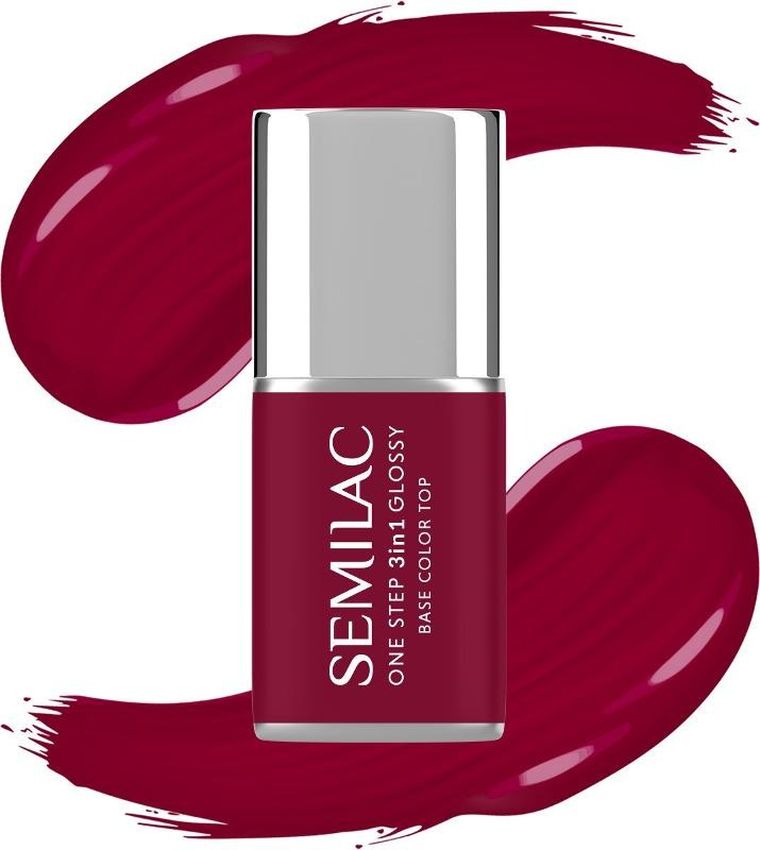 Semilac, One Step Glossy 3in1, lakier hybrydowy do paznokci s570 dark raspberry, 7 ml
