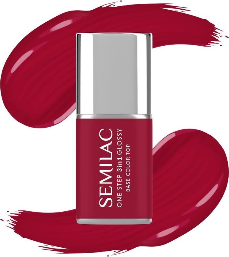 Semilac, One Step Glossy 3in1, lakier hybrydowy do paznokci s575 dark red, 7 ml