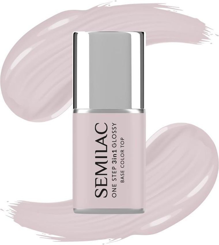 Semilac, One Step Glossy 3in1, lakier hybrydowy do paznokci s610 barely pink, 7 ml