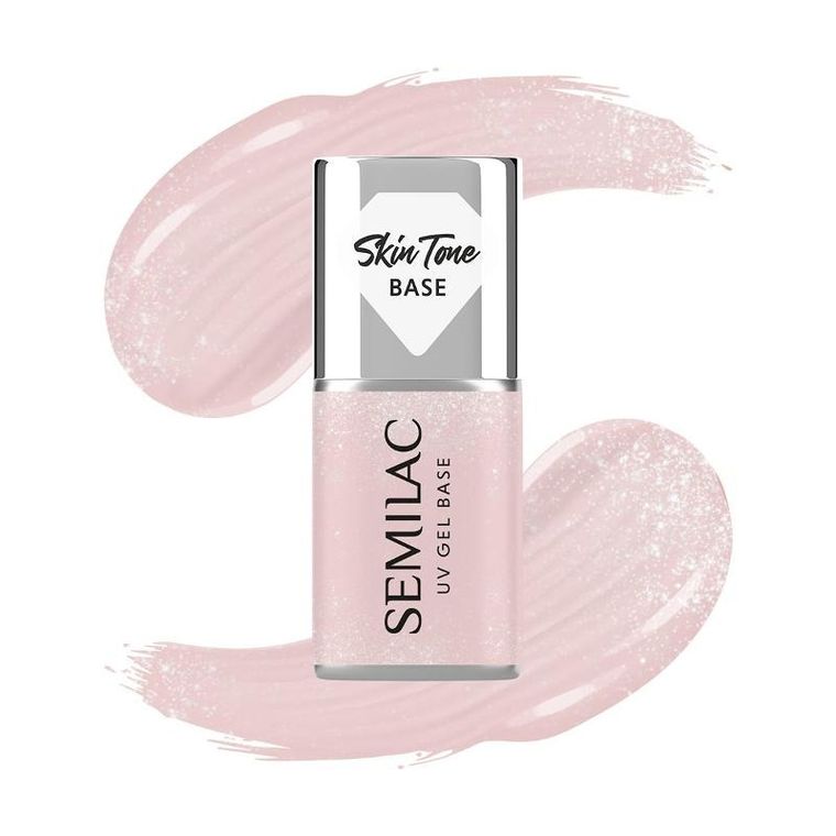 Semilac, Skin Tone, baza coverowa do lakierów hybrydowych, półtransparentna, glitter beige, 7 ml