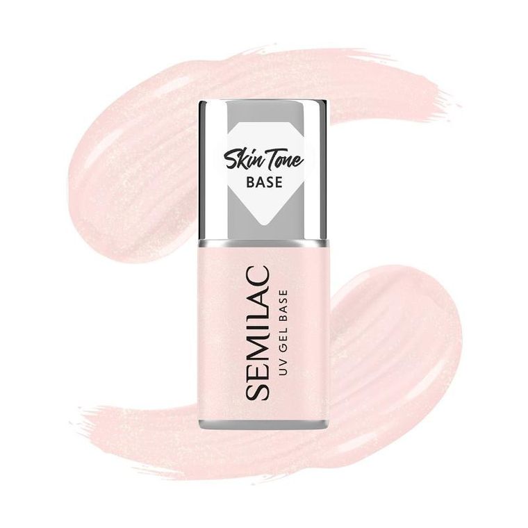 Semilac, Skin Tone, baza coverowa do lakierów hybrydowych, półtransparentna, glitter rose, 7 ml