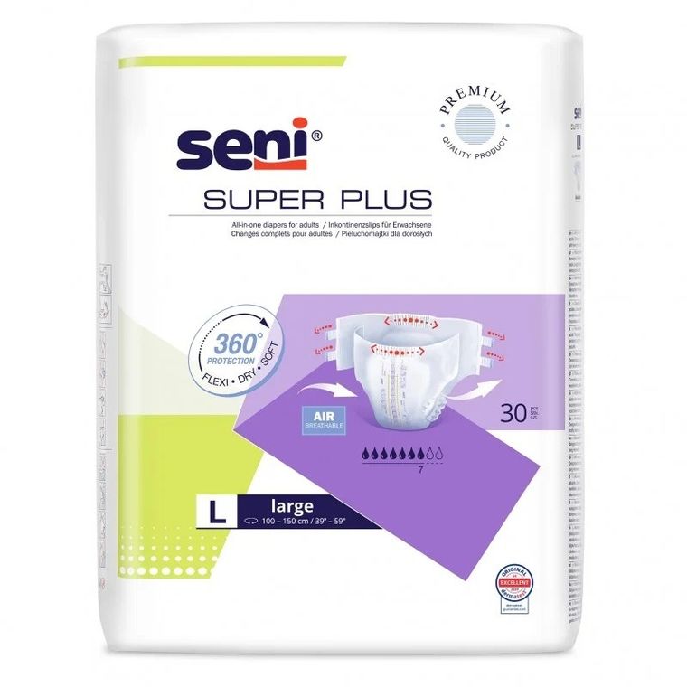 Seni, super 30 plus L, pieluchy, fiolet