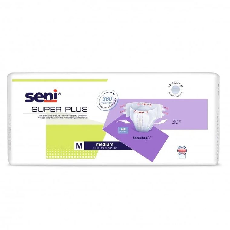 Seni, super 30 plus M, pieluchy, fiolet