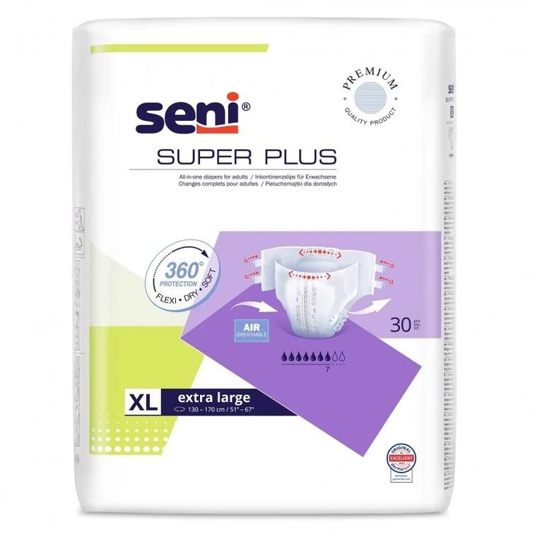 Seni, super 30 plus XL, pieluchy, fiolet