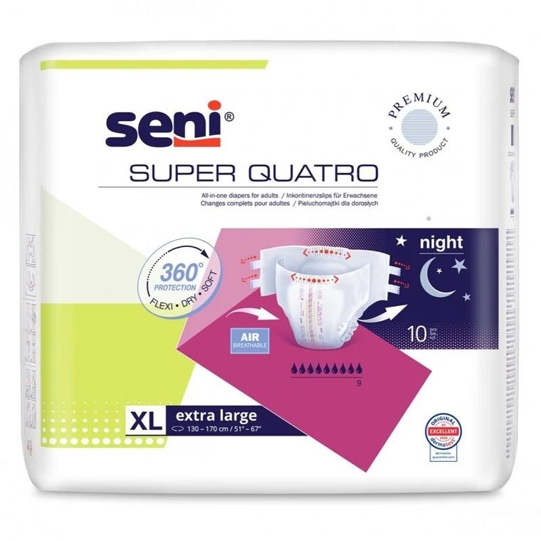 Seni, Super Quatro, extra large, pieluchy, 10 szt.