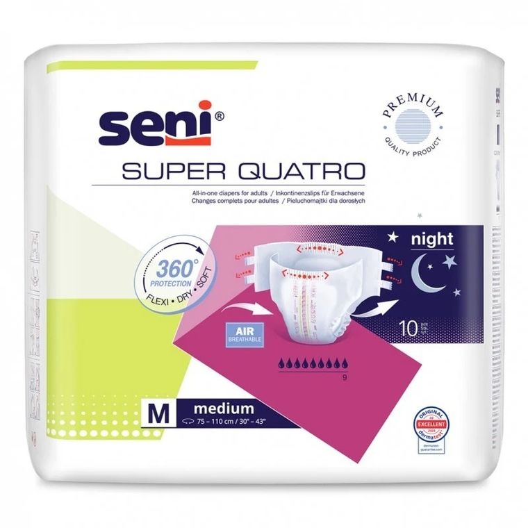 Seni, super quatro medium, pieluchy, 10 szt.