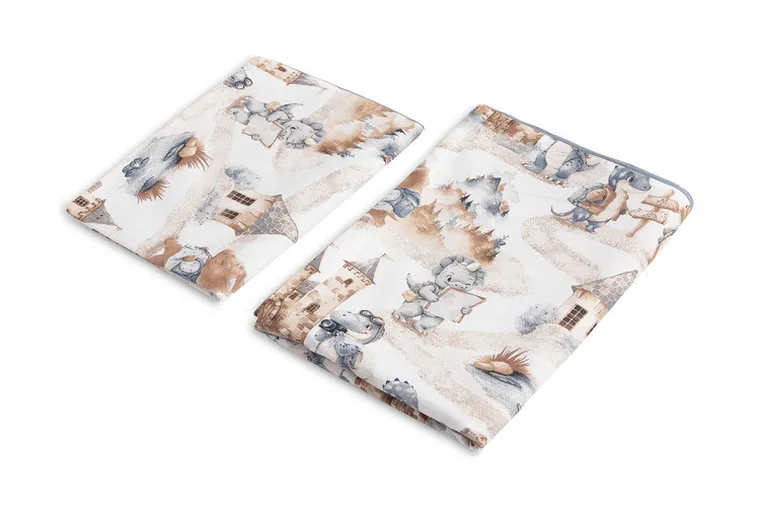 Sensillo, 2-częściowy komplet pościeli, smoki, jeans, 100-135 cm