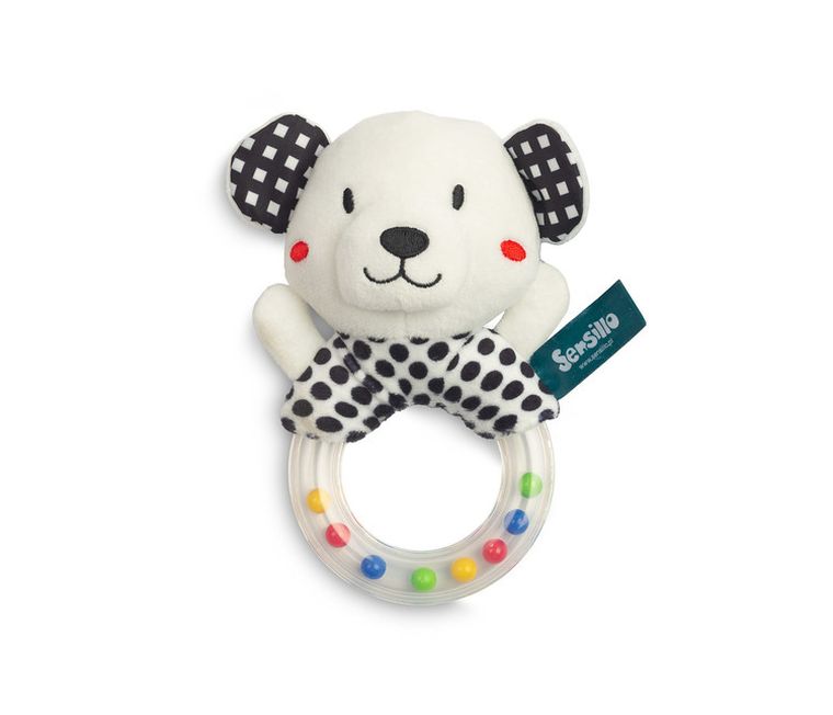 Sensillo, Black&White, miś, miękka grzechotka