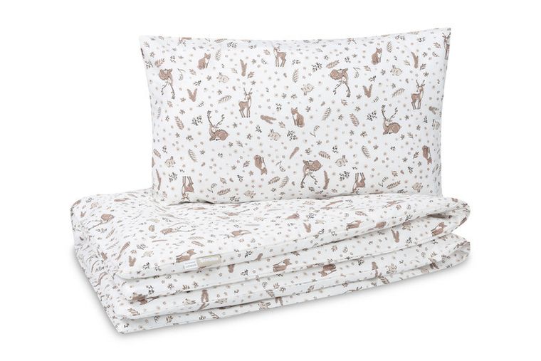 Sensillo, Forest, 2-częściowy komplet pościeli bawełnianej, beige, 100-135 cm