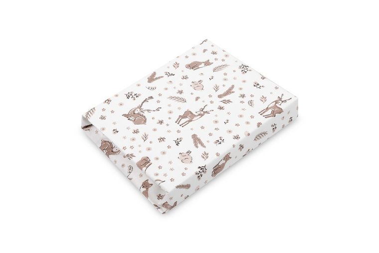 Sensillo, Forest, prześcieradło drukowane, bawełniane, beige, 60-120 cm