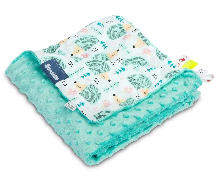 Sensillo, Jeżyki, kocyk minky, miętowy, 75-100 cm