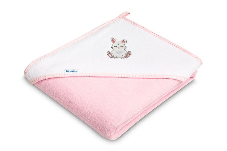 Sensillo, Króliczek, okrycie kąpielowe frotte, 100-100 cm, różowe