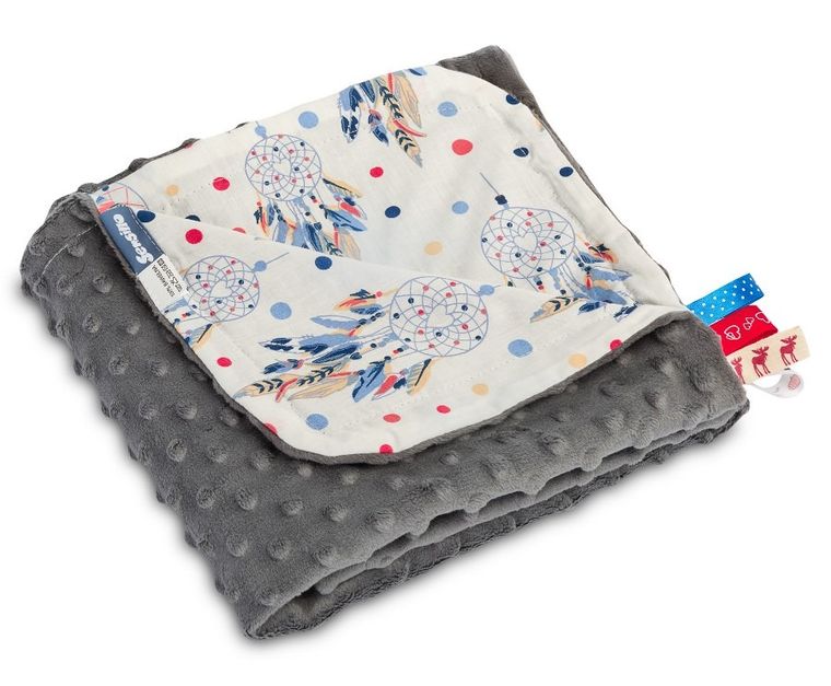 Sensillo, Łapacze snów, kocyk minky, grafitowy, 75-100 cm