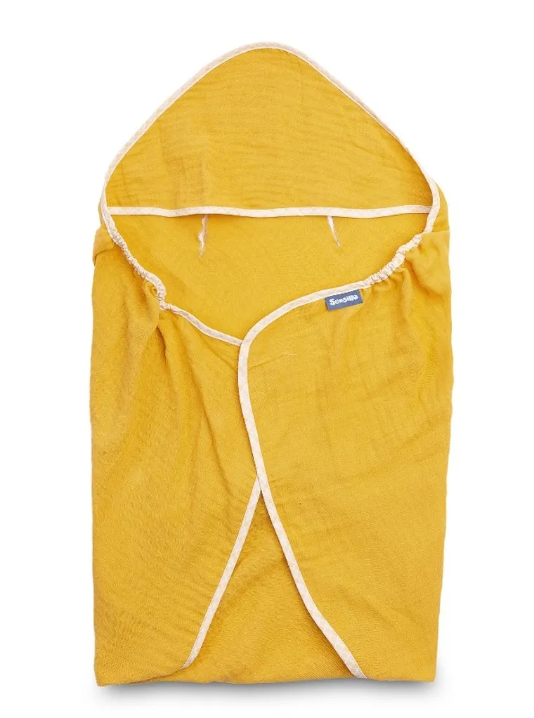 Sensillo, otulacz muślinowy do fotelika samochodowego, musztardowy, 120-120 cm