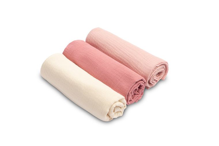 Sensillo, pielucha muślinowa, jednolita, różowa, 60-80 cm, 3 szt.