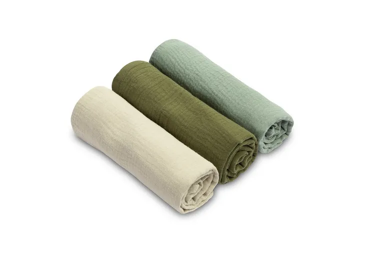 Sensillo, pielucha muślinowa, jednolita, zielona, 60-80 cm, 3 szt.