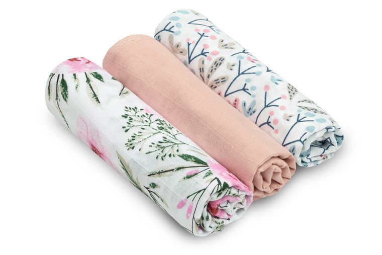 Sensillo, pielucha muślinowa, różowa, 70-80 cm, 3 szt.