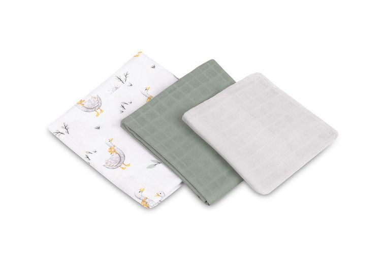 Sensillo, pieluchy muślinowe, gęś, 38-38 cm, 60-80 cm, 120-120 cm, 3 szt.