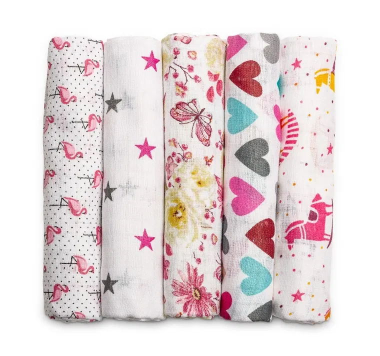 Sensillo, pieluszki tetrowe dla dziewczynki, 70-80 cm, 5 szt.