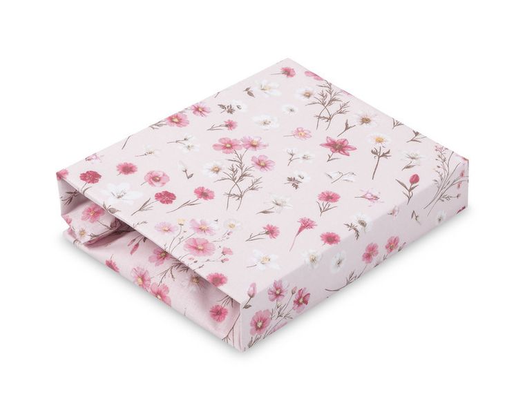 Sensillo, prześcieradło drukowane, bawełna, bloom pink, 60-120 cm
