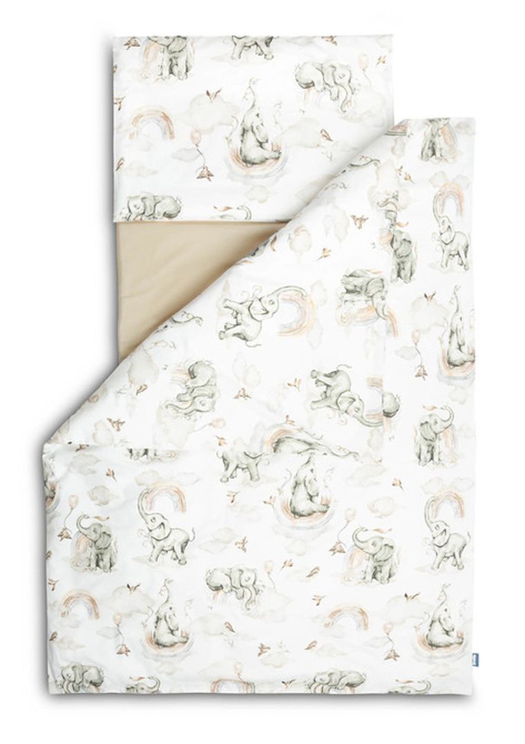 Sensillo, Słoń w chmurach, 2-częściowy komplet pościeli + prześcieradło, 100-135 cm