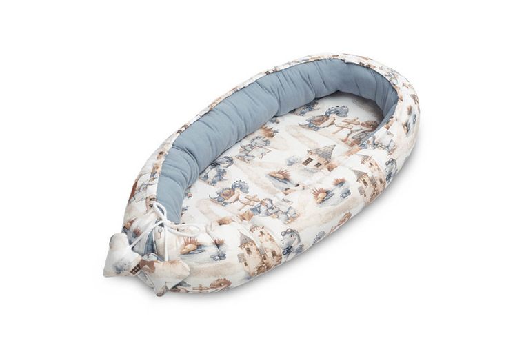 Sensillo, Smoki, gniazdko niemowlęce, kokon, muślin jeans, 80-45 cm