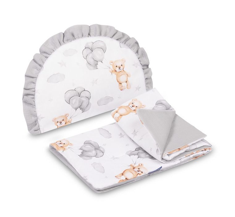 Sensillo, Teddy, komplet do wózka muślin, szary