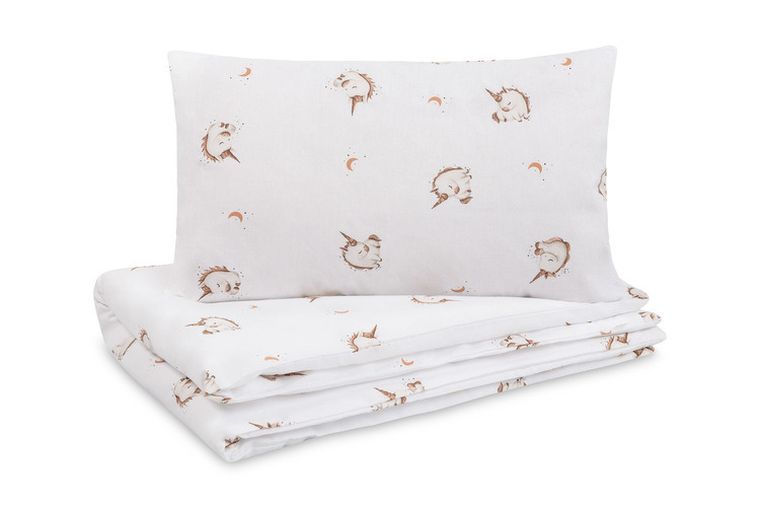 Sensillo, Unicorn, 2-częściowy komplet pościeli bawełnianej, beige, 100-135 cm