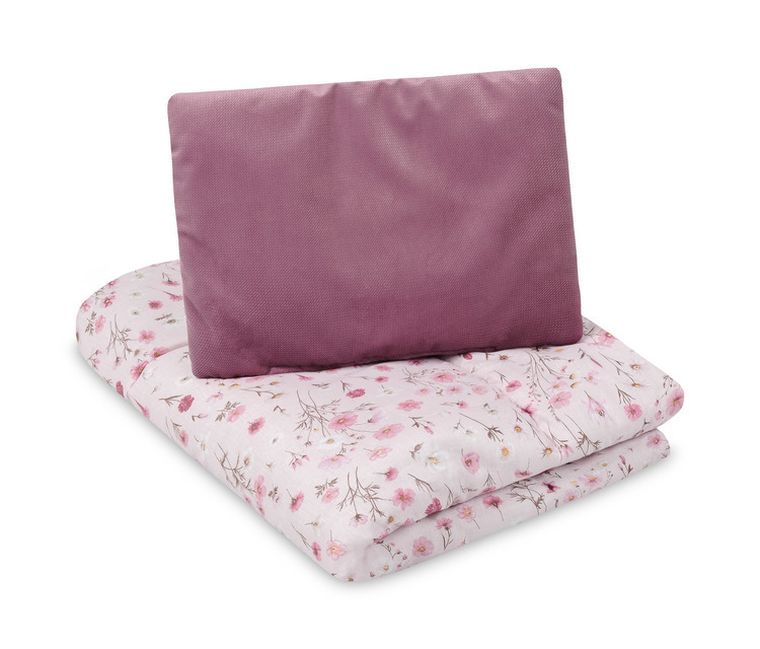Sensillo, Velvet, komplet do łóżeczka: kocyk + poduszka, bloom pink
