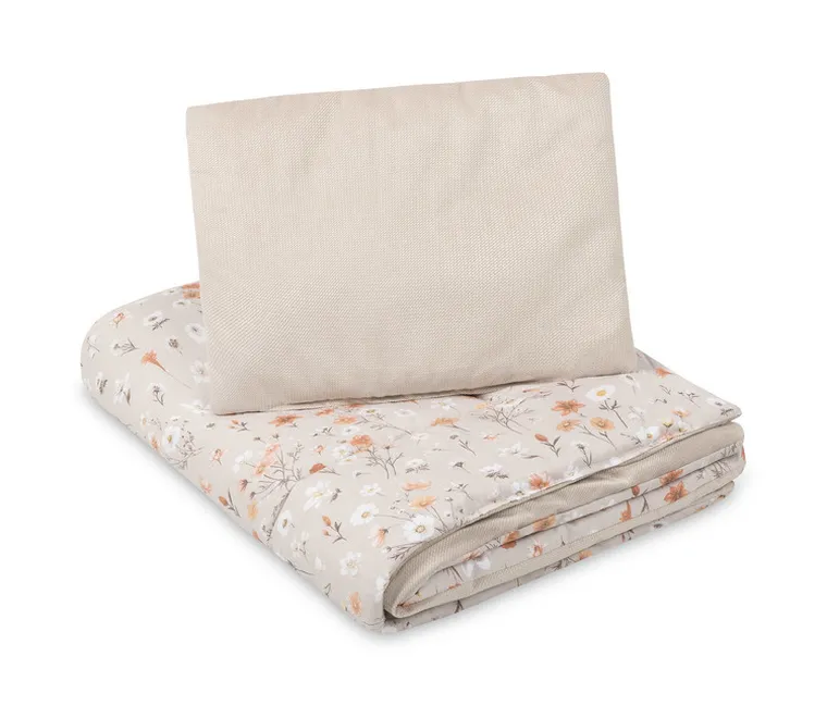Sensillo, Velvet, komplet do łóżeczka: poduszka i kocyk, bloom beige