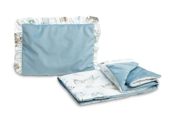 Sensillo, Velvet, Spacer, komplet do wózka z falbanką, niebieski