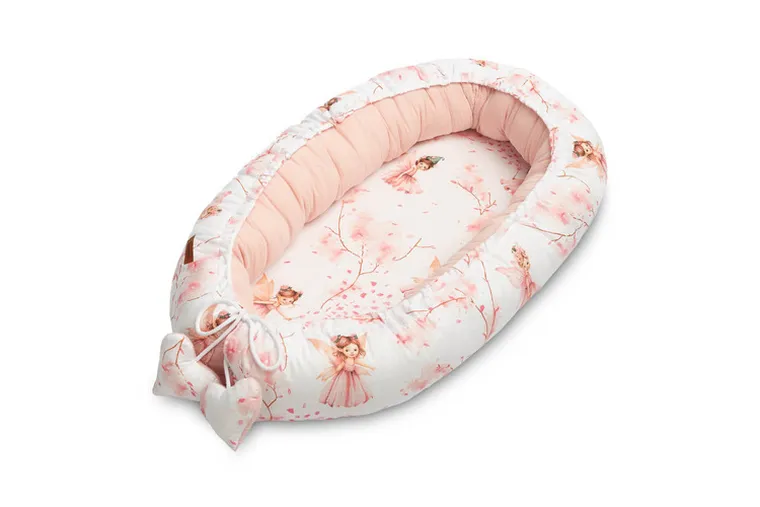 Sensillo, Wróżki, gniazdko niemowlęce, kokon, muślin różowy, 80-45 cm