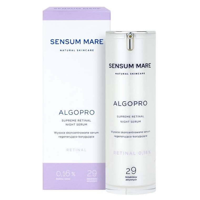 Sensum Mare, Algopro, wysoce skoncentrowane serum regenerująco-korygujące z 0.16% retinalem, 30 ml
