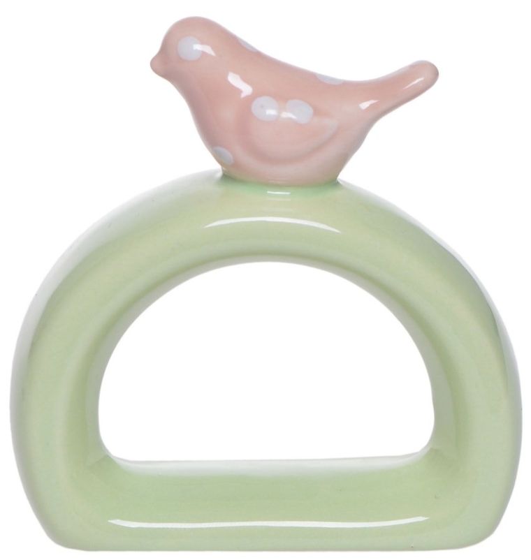 Serwetnik zielony z ptaszkiem, 8 cm