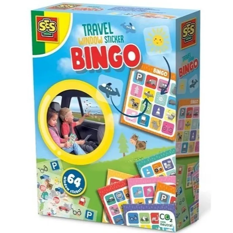 SES Creative, Bingo, gra podróżna z naklejkami na szybę samochodu